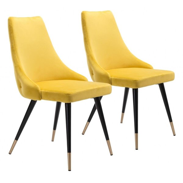 Homeroots 34.8 x 20.5 x 24.6 in. Piccolo Dining Chair, Yellow 394650